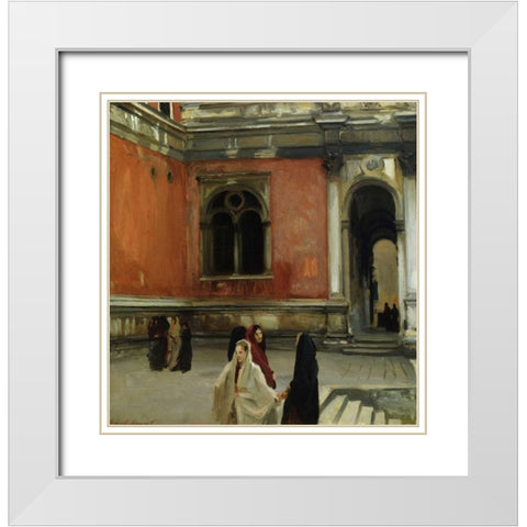 Campo behind the Scuola di San Rocco, 1882 White Modern Wood Framed Art Print with Double Matting by Sargent, John Singer