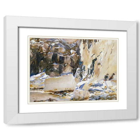 Carrara, in a Quarry, 1911 White Modern Wood Framed Art Print with Double Matting by Sargent, John Singer
