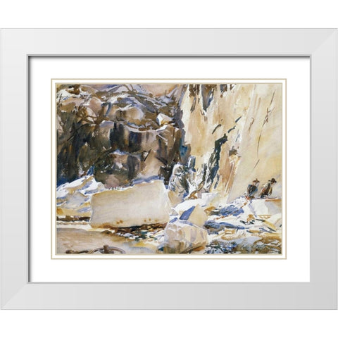 Carrara, in a Quarry, 1911 White Modern Wood Framed Art Print with Double Matting by Sargent, John Singer