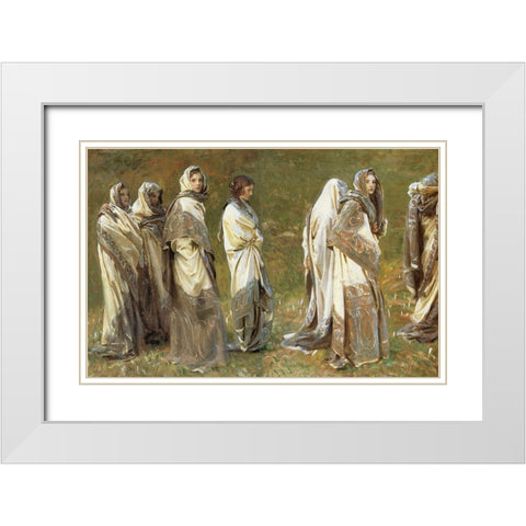 Cashmere 1908 White Modern Wood Framed Art Print with Double Matting by Sargent, John Singer