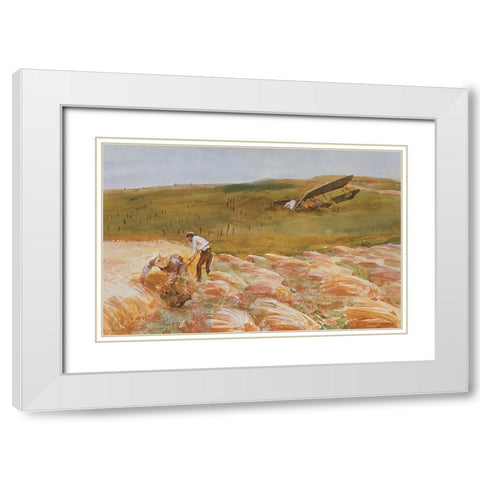 Crashed Aeroplane 1918 White Modern Wood Framed Art Print with Double Matting by Sargent, John Singer