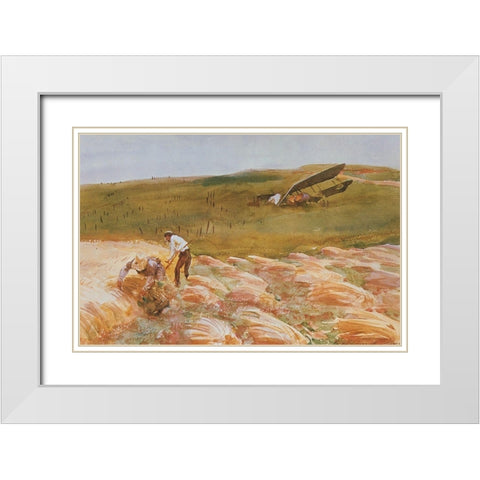 Crashed Aeroplane 1918 White Modern Wood Framed Art Print with Double Matting by Sargent, John Singer