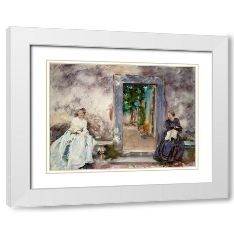 Doorway - the Garden Wall White Modern Wood Framed Art Print with Double Matting by Sargent, John Singer