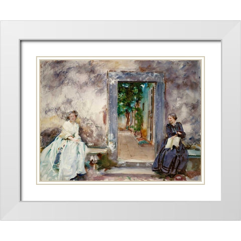 Doorway - the Garden Wall White Modern Wood Framed Art Print with Double Matting by Sargent, John Singer