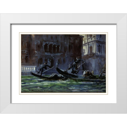 Festa della Regata, 1902-04 White Modern Wood Framed Art Print with Double Matting by Sargent, John Singer
