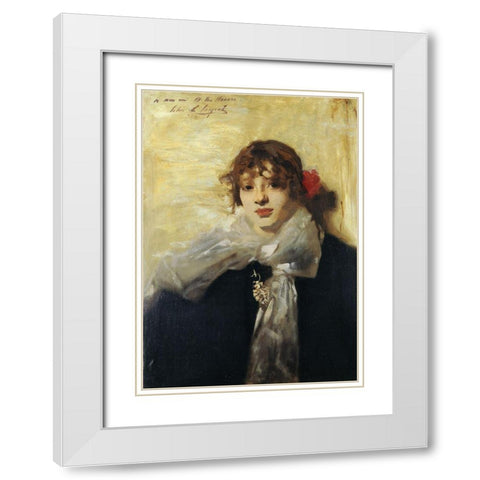 Head of a Young Woman 1880-82 White Modern Wood Framed Art Print with Double Matting by Sargent, John Singer