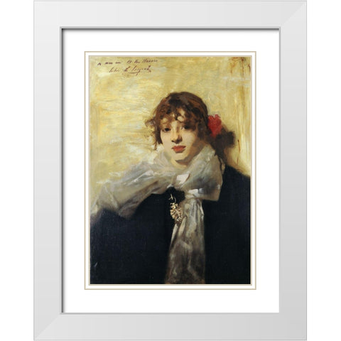 Head of a Young Woman 1880-82 White Modern Wood Framed Art Print with Double Matting by Sargent, John Singer