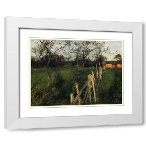 Home Fields White Modern Wood Framed Art Print with Double Matting by Sargent, John Singer