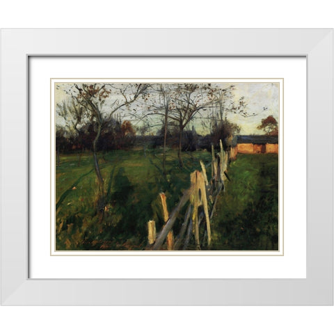 Home Fields White Modern Wood Framed Art Print with Double Matting by Sargent, John Singer