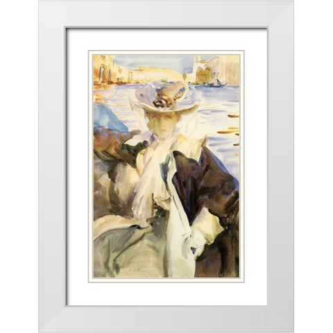 Jane De Glehn in a Gondola, 1904 White Modern Wood Framed Art Print with Double Matting by Sargent, John Singer