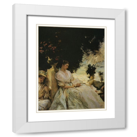 Jane de Glehn in Corfu White Modern Wood Framed Art Print with Double Matting by Sargent, John Singer