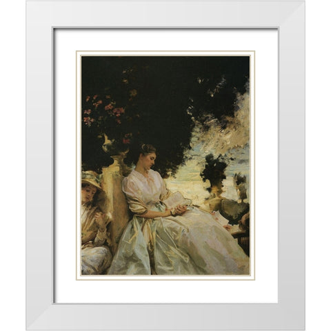 Jane de Glehn in Corfu White Modern Wood Framed Art Print with Double Matting by Sargent, John Singer