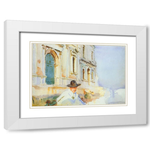 Man in a Gondola, Venice White Modern Wood Framed Art Print with Double Matting by Sargent, John Singer