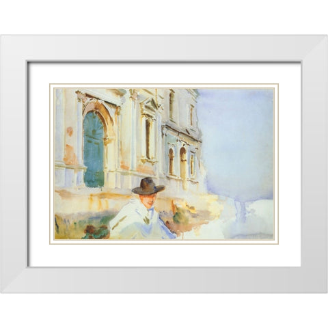 Man in a Gondola, Venice White Modern Wood Framed Art Print with Double Matting by Sargent, John Singer