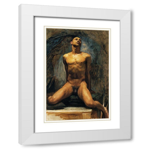 Nude Study of Thomas E. McKeller White Modern Wood Framed Art Print with Double Matting by Sargent, John Singer