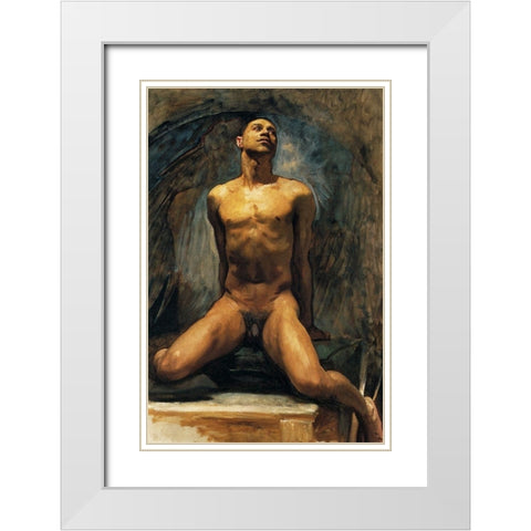 Nude Study of Thomas E. McKeller White Modern Wood Framed Art Print with Double Matting by Sargent, John Singer