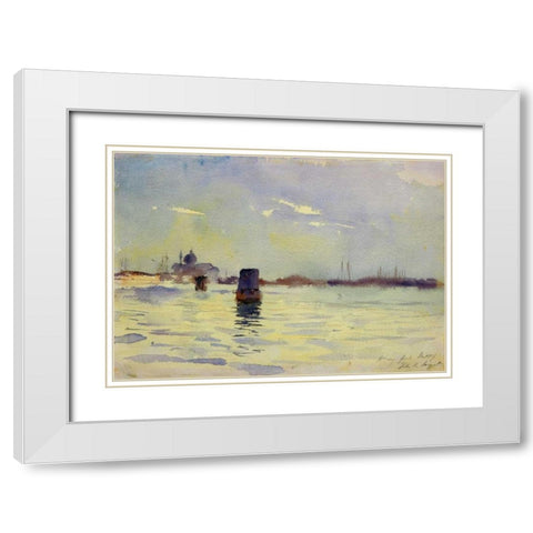 On the Lagoons, Venice, 1880-81 White Modern Wood Framed Art Print with Double Matting by Sargent, John Singer