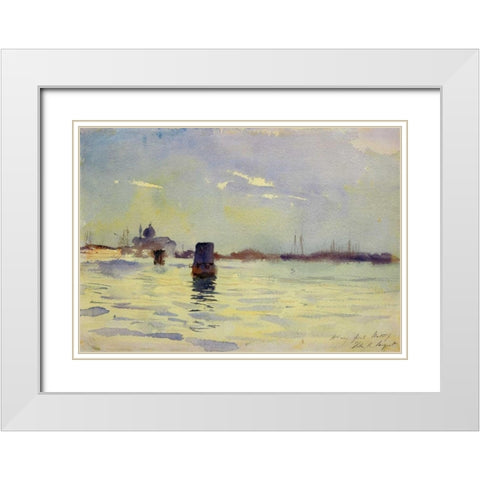 On the Lagoons, Venice, 1880-81 White Modern Wood Framed Art Print with Double Matting by Sargent, John Singer