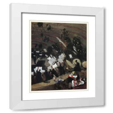 Rehearsal of Pas de Loup Orchestra at Cirque dHiver White Modern Wood Framed Art Print with Double Matting by Sargent, John Singer