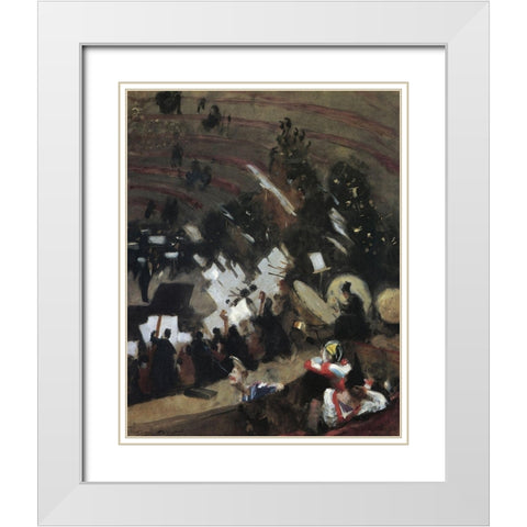 Rehearsal of Pas de Loup Orchestra at Cirque dHiver White Modern Wood Framed Art Print with Double Matting by Sargent, John Singer