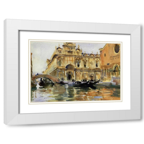 Rio dei Mendicanti, Venice, 1909-13 White Modern Wood Framed Art Print with Double Matting by Sargent, John Singer