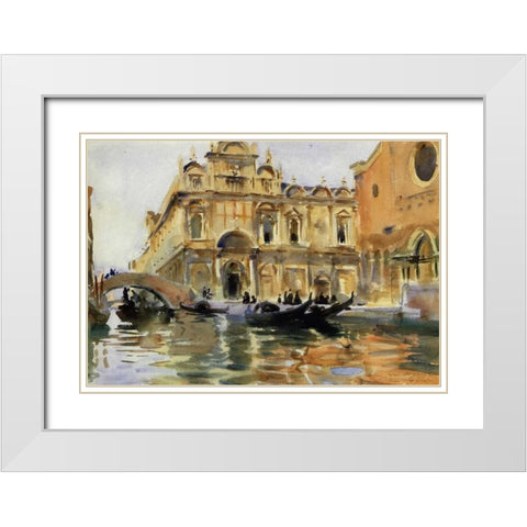Rio dei Mendicanti, Venice, 1909-13 White Modern Wood Framed Art Print with Double Matting by Sargent, John Singer