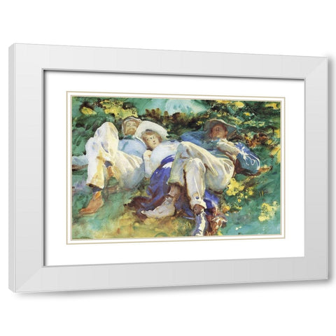 Siesta White Modern Wood Framed Art Print with Double Matting by Sargent, John Singer