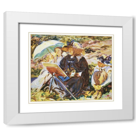 Simplon Pass, the Lesson White Modern Wood Framed Art Print with Double Matting by Sargent, John Singer