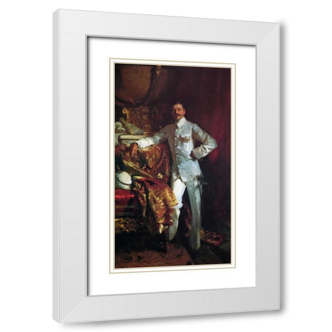Sir Frank Swettenham White Modern Wood Framed Art Print with Double Matting by Sargent, John Singer