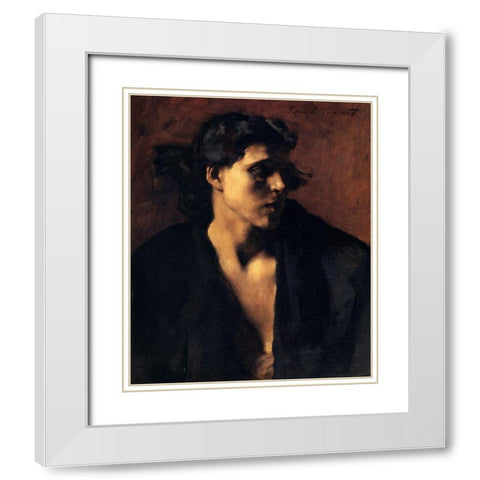 Study of a Model, 1879-80 White Modern Wood Framed Art Print with Double Matting by Sargent, John Singer