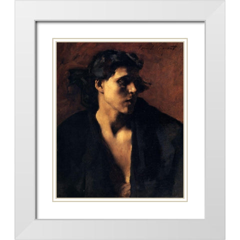 Study of a Model, 1879-80 White Modern Wood Framed Art Print with Double Matting by Sargent, John Singer