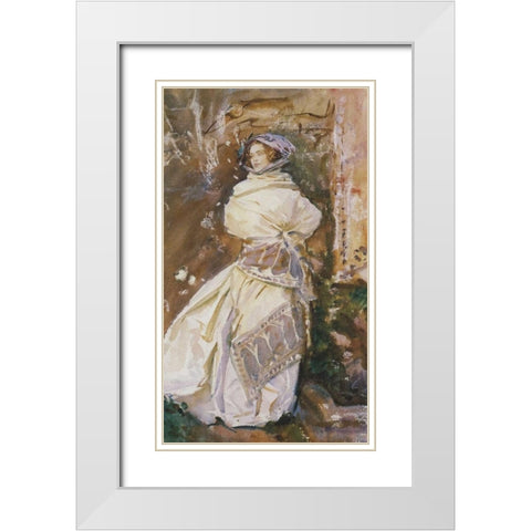 The Cashmere Shawl, 1910 White Modern Wood Framed Art Print with Double Matting by Sargent, John Singer