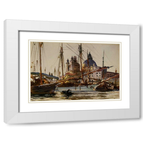 The Church of Santa Maria della Salute from Giudecca, 1904-09 White Modern Wood Framed Art Print with Double Matting by Sargent, John Singer
