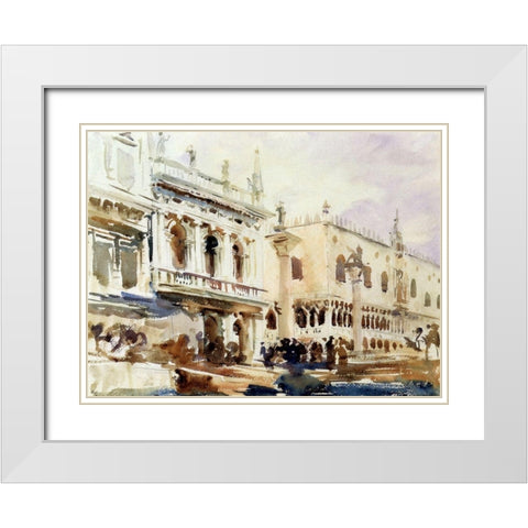 The Piazzetta and the Doges Palace White Modern Wood Framed Art Print with Double Matting by Sargent, John Singer
