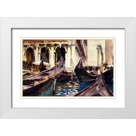 The Piazzetta, Venice, 1904 White Modern Wood Framed Art Print with Double Matting by Sargent, John Singer
