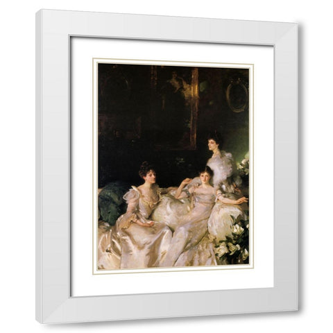 The Wyndham Sisters White Modern Wood Framed Art Print with Double Matting by Sargent, John Singer