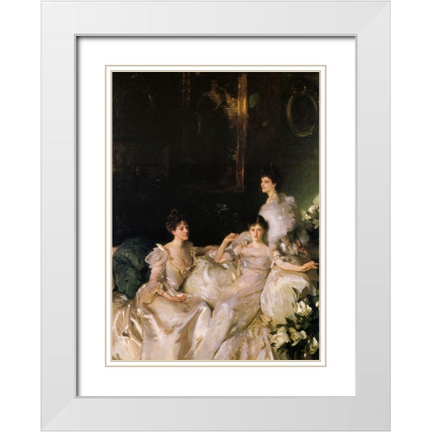 The Wyndham Sisters White Modern Wood Framed Art Print with Double Matting by Sargent, John Singer