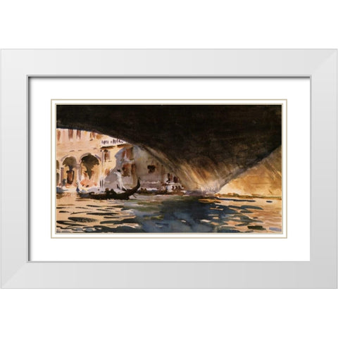 Under the Rialto Bridge, 1909 White Modern Wood Framed Art Print with Double Matting by Sargent, John Singer