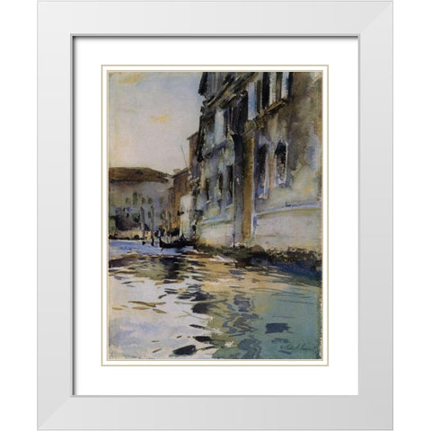 Venetian Canal; Palazzo Contarini degli Scrigni White Modern Wood Framed Art Print with Double Matting by Sargent, John Singer