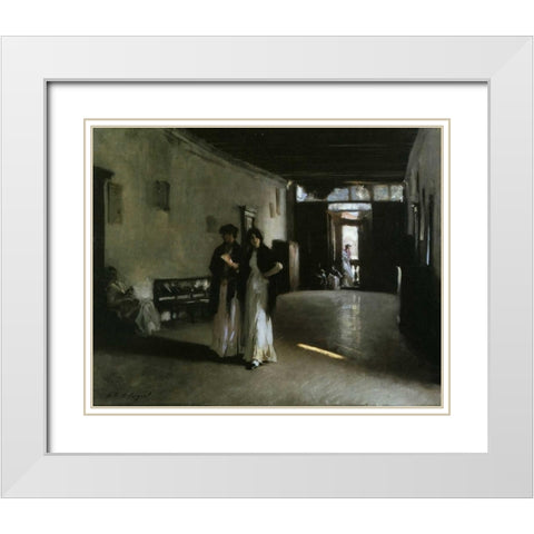 Venetian Interior, 1880 White Modern Wood Framed Art Print with Double Matting by Sargent, John Singer