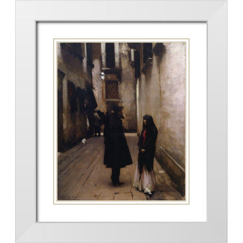 Venetian Street, 1880 White Modern Wood Framed Art Print with Double Matting by Sargent, John Singer