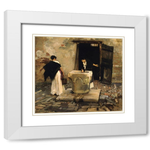 Venetian Water Carriers, ca. 1880-1882 White Modern Wood Framed Art Print with Double Matting by Sargent, John Singer