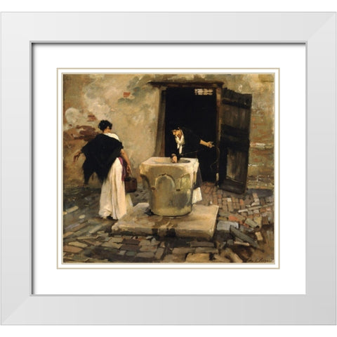 Venetian Water Carriers, ca. 1880-1882 White Modern Wood Framed Art Print with Double Matting by Sargent, John Singer