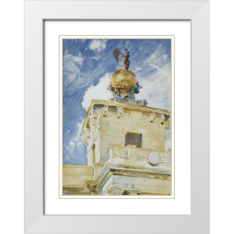 Venice La Dogana 1906 White Modern Wood Framed Art Print with Double Matting by Sargent, John Singer