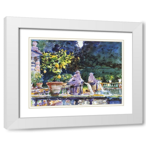 Villa de Marlia: a Fountain, 1910 White Modern Wood Framed Art Print with Double Matting by Sargent, John Singer