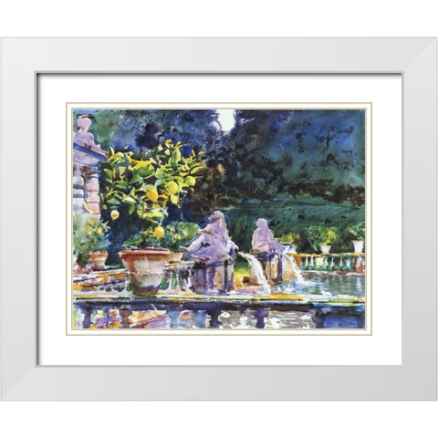 Villa de Marlia: a Fountain, 1910 White Modern Wood Framed Art Print with Double Matting by Sargent, John Singer