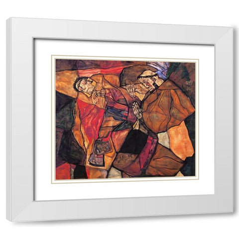 Agony White Modern Wood Framed Art Print with Double Matting by Schiele, Egon