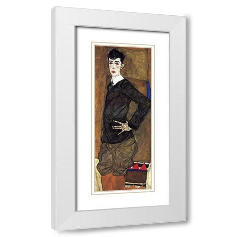Portrait Of Erich Lederer White Modern Wood Framed Art Print with Double Matting by Schiele, Egon