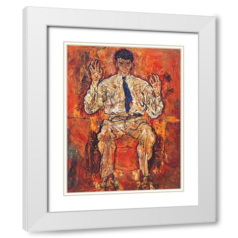 Portrait Of Painter Paris Von Gutersloh White Modern Wood Framed Art Print with Double Matting by Schiele, Egon