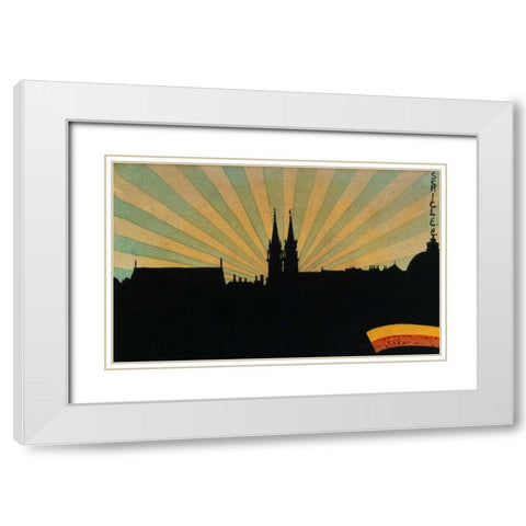 Silhouette Of Klosterneuburg 1906 White Modern Wood Framed Art Print with Double Matting by Schiele, Egon